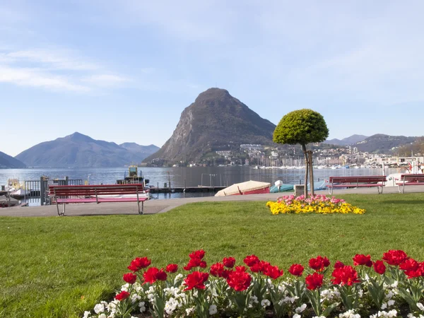 Lugano, Jardim no lago — Fotografia de Stock