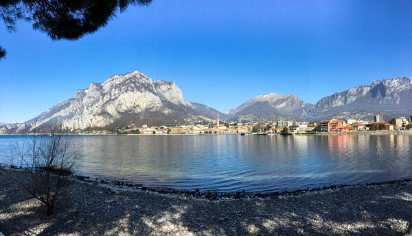 Lecco, Italy: View of the town from the opposite bank