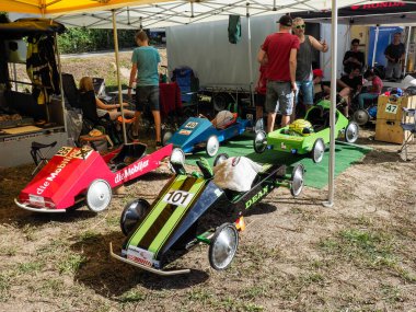 Avegno, İsviçre - 22 Eylül 2018: İsviçre Şampiyonası sabun kutusu yarışı