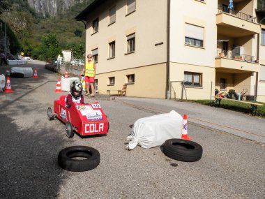 Avegno, İsviçre - 22 Eylül 2018: İsviçre Şampiyonası sabun kutusu yarışı