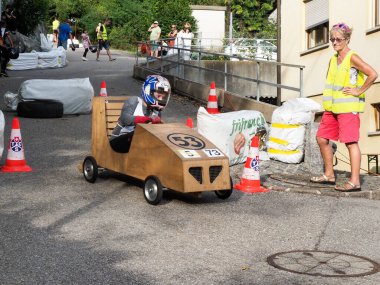 Avegno, İsviçre - 22 Eylül 2018: İsviçre Şampiyonası sabun kutusu yarışı