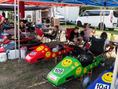 Avegno, İsviçre - 22 Eylül 2018: İsviçre Şampiyonası sabun kutusu yarışı