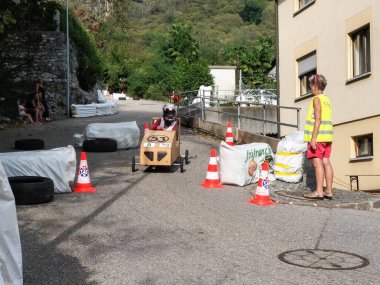 Avegno, İsviçre - 22 Eylül 2018: İsviçre Şampiyonası sabun kutusu yarışı