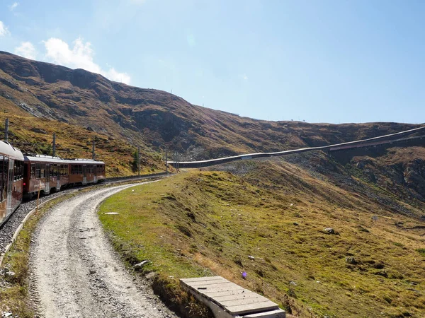 Zermatt, Switzerland - September 15, 2018: Transport railway to the mountain area.