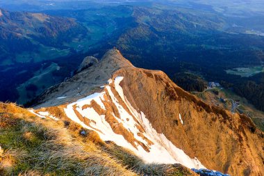 Pilatus, Switzerland: panorama from the top in the light of dawn