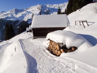 karlı dağ dağ evi