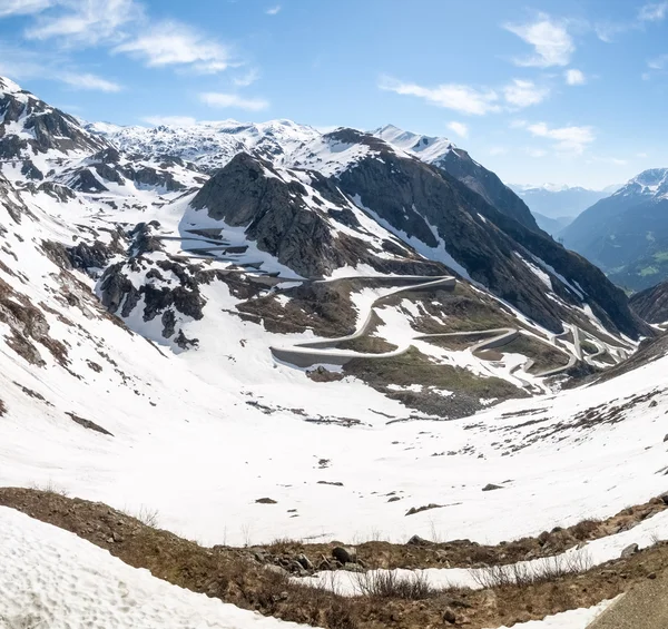 Gotthardpass, view of the valley of Tremola — Stock Photo, Image