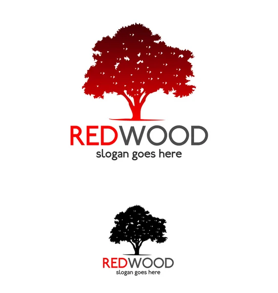 Logo de árbol de madera roja — Vector de stock