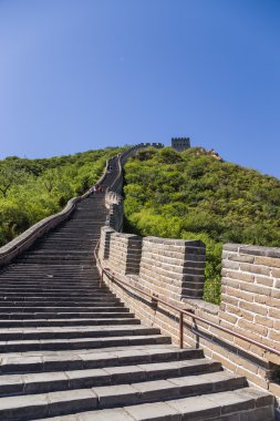 Çin, Juyongguan. Büyük duvar, yamaç tırmanışı