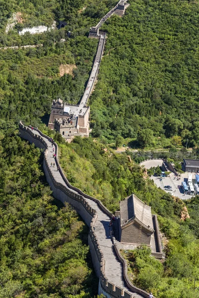 中国，居庸关。顶视图的长城山节 — 图库照片