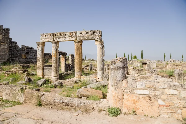 Hierapolis - ancient city, built by King Eumenes II of Pergamon in 190 BC. Its ruins are located 17 km from the Turkish city of Denizli. The ruins of the ancient city of Hierapolis is a UNESCO World Heritage Site