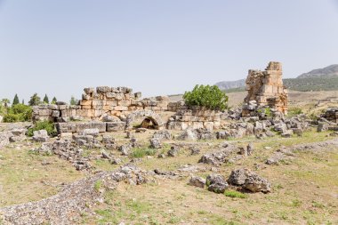 Pamukkale Hierapolis, Türkiye. Antik kentin kalıntıları