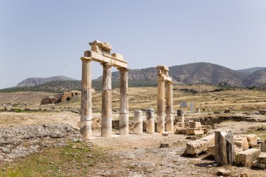Hierapolis, Türkiye. Spor salonunda arkeolojik alan antik kentin kalıntıları