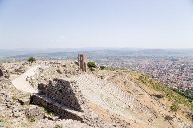 Türkiye. Bergama Acropolis, antik tiyatroda kalıntıları II. yüzyıl M.ö.
