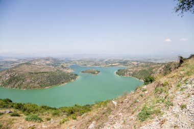 Türkiye. Su deposu, yatay: Antik Pergamon acropolis manzarası