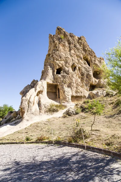 Kappadokie, Turecko. Fotografie zříceniny kláštera jeskyně (Xi c.) na Open Air Museum Goreme — Stock fotografie