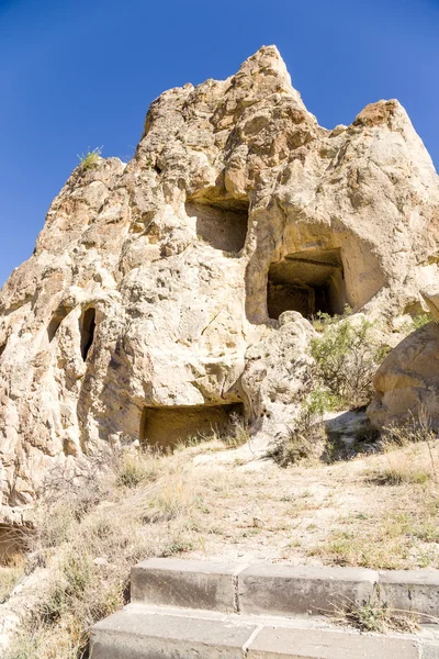 Cappadocia, Turkey. The monastery complex at the Open Air Museum of Goreme. Ruins Cave nunnery, XI century — Stock Photo, Image