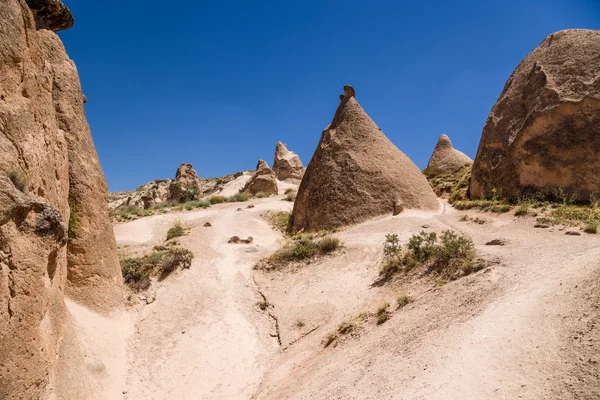 Turkey, Cappadocia. Beautiful mountain landscape with pillars of weathering in the Devrent  Valley — Stock Photo, Image