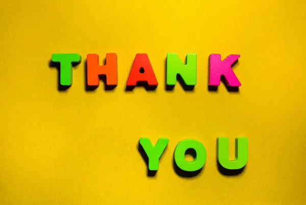 Текст Слова Thank You Inscription Wooden Colorful Crave Letters Yellow — стоковое фото