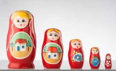 Russian dolls line up. clipart