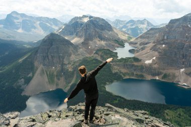 Mountain Summit Success: Conquering Peaks with Open Arms and Breathtaking Views