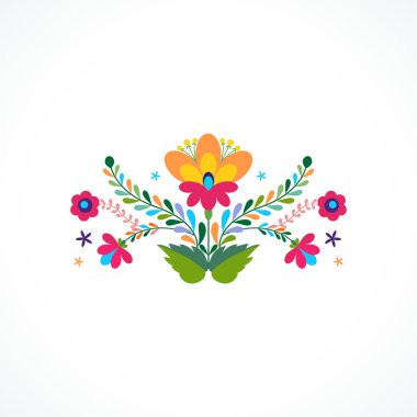 Meksika çiçek süsleme. Vektör çizim.