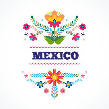 Meksika çiçek süsleme. Vektör çizim.