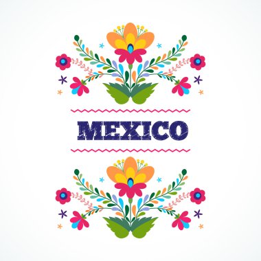 Meksika çiçek süsleme. Vektör çizim.