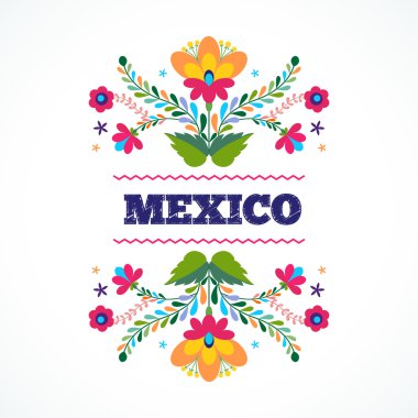 Meksika çiçek süsleme. Vektör çizim.