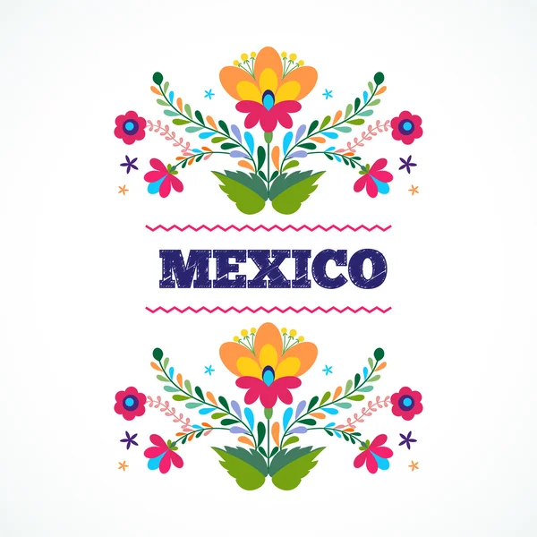 Mexico flowers ornament. Vector illustration. — Stock Vector