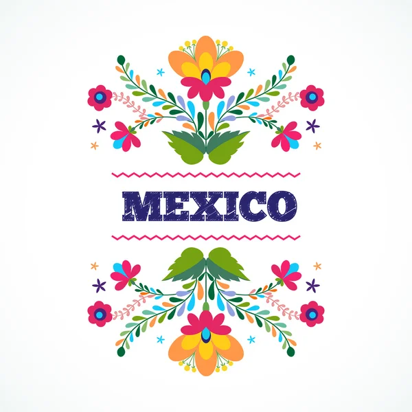 Mexico flowers ornament. Vector illustration. — Stock Vector