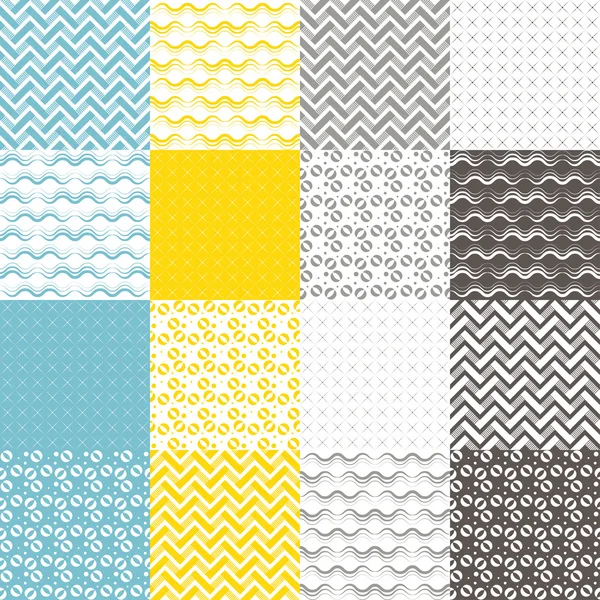 Set of 16 geometric seamless pattern — Stock Vector