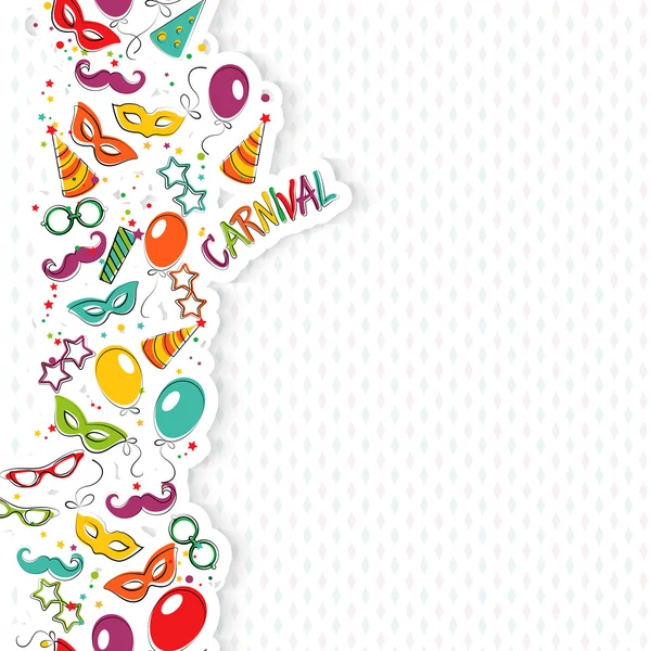 Festive page with carnival icons and objects — Stock Vector