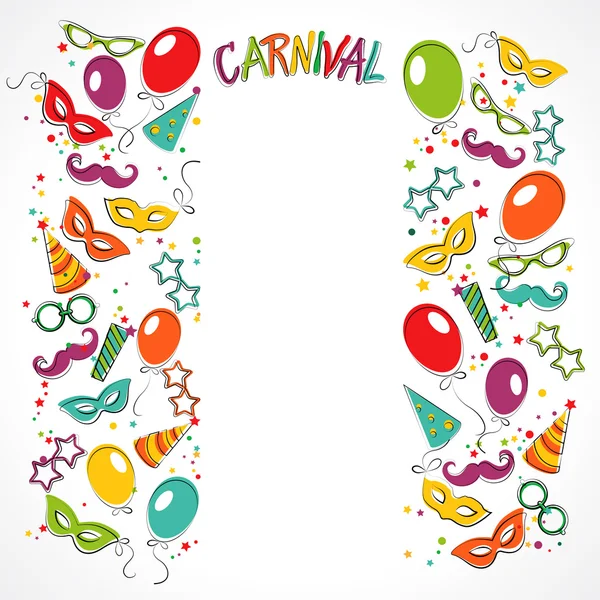 Festive page with carnival icons and objects — Stock Vector