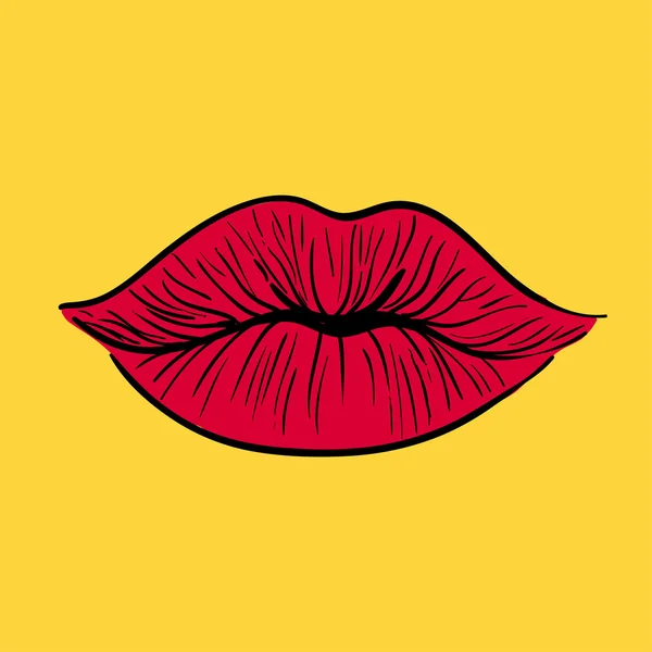 Ilustrasi bibir merah - Stok Vektor