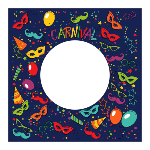 Festive page with carnival icons and objects — Stock Vector