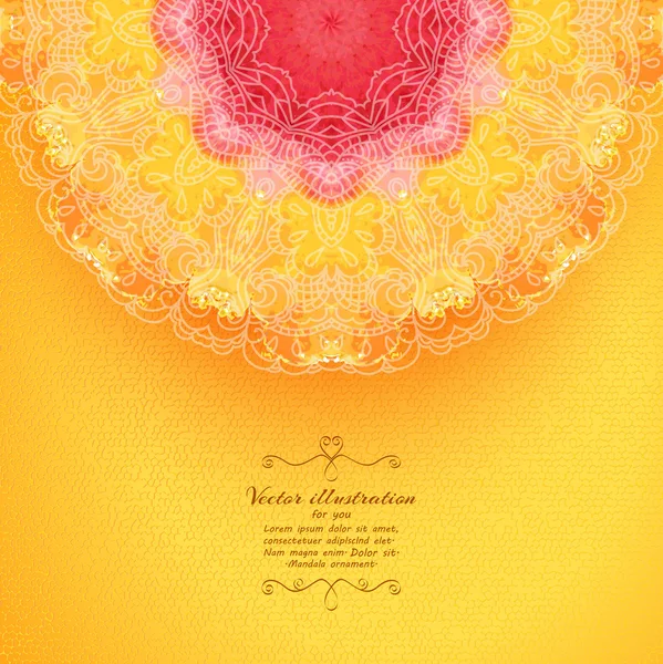 Elegant ornamentație indiană pe un fundal galben — Vector de stoc