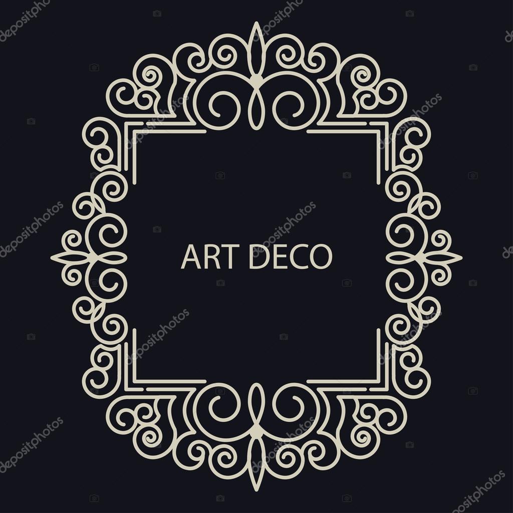 Monogram Logos Set Graphic Design. Emphasizing Retro Business union Amour House and Vintage Concepts. Vector geometric frame with copy space for text in trendy mono line style - art deco.