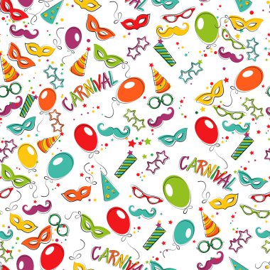 Karnaval simgeler ve nesnelerle şenlikli sayfa