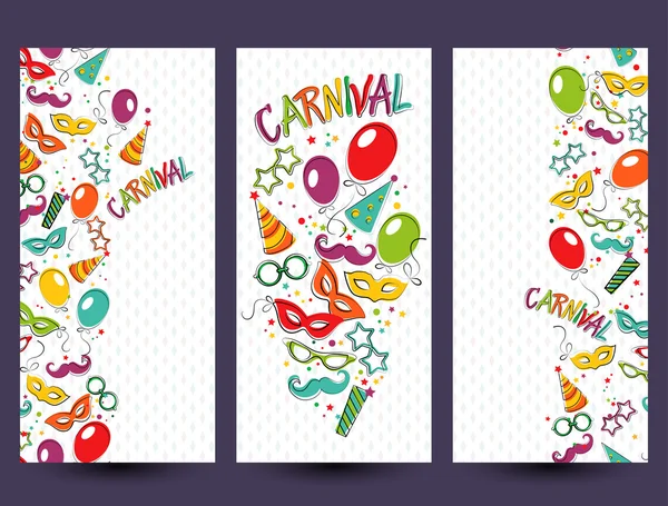 Página festiva com ícones de carnaval e objetos — Vetor de Stock