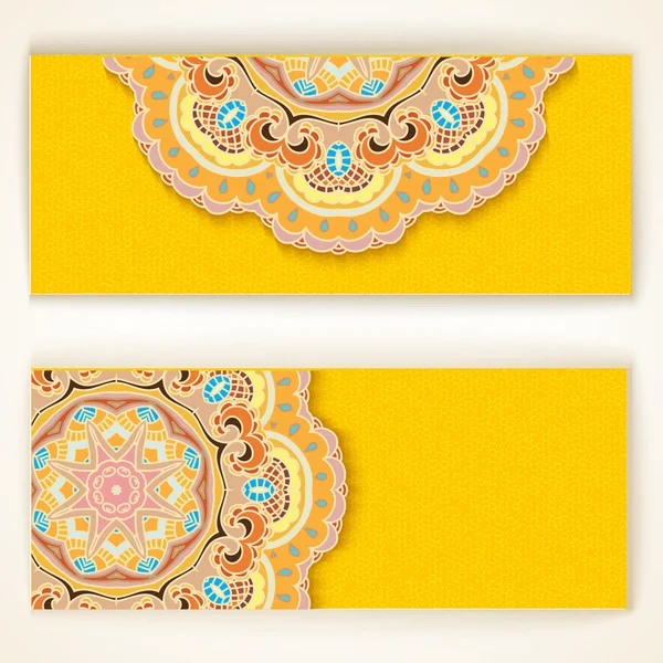 Set of Beautiful Indian ornament banners — Stock Vector