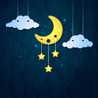 Moon, bulutların ve yıldızların