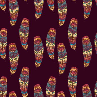 Renkli tüyleri olan kusursuz bir desen.