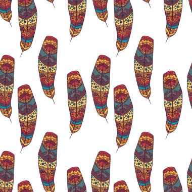 Renkli tüyleri olan kusursuz bir desen.