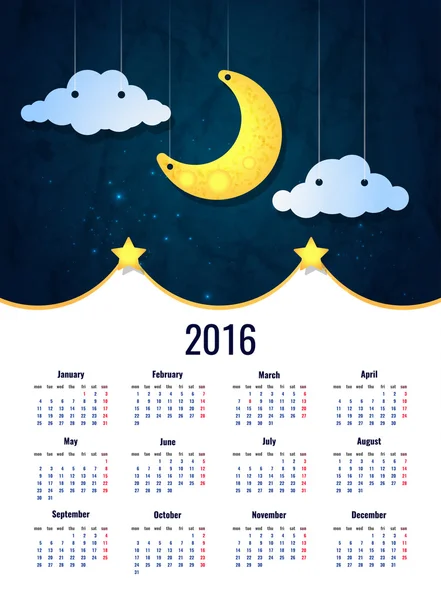2016 year calendar design — Stock Vector