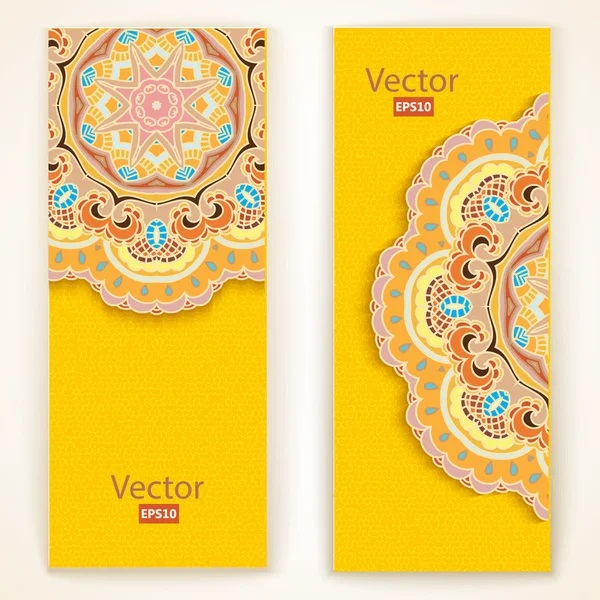 Set of Beautiful Indian ornament banners — Stock Vector