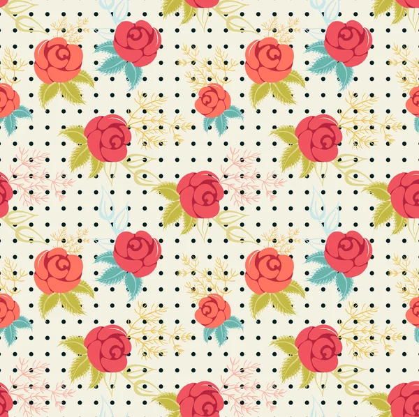 Pattern with of red and pink roses — Stock Vector