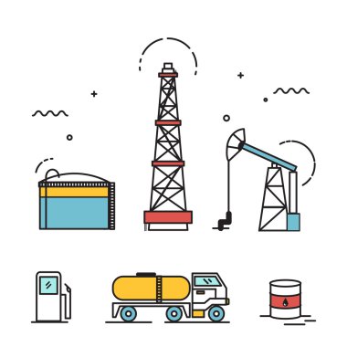 Oil, energy icons set clipart