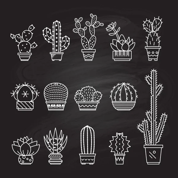 Cartoon cactus ikoner set — Stock vektor