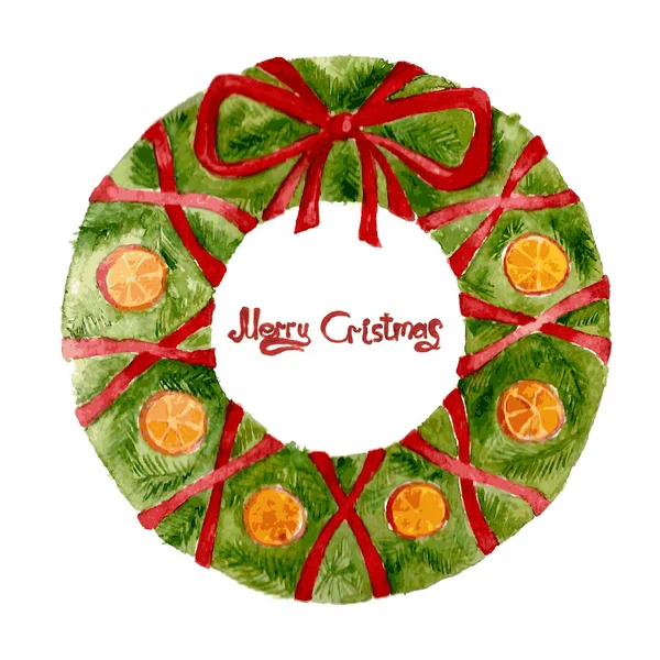Christmas watercolor wreath — Stock Vector